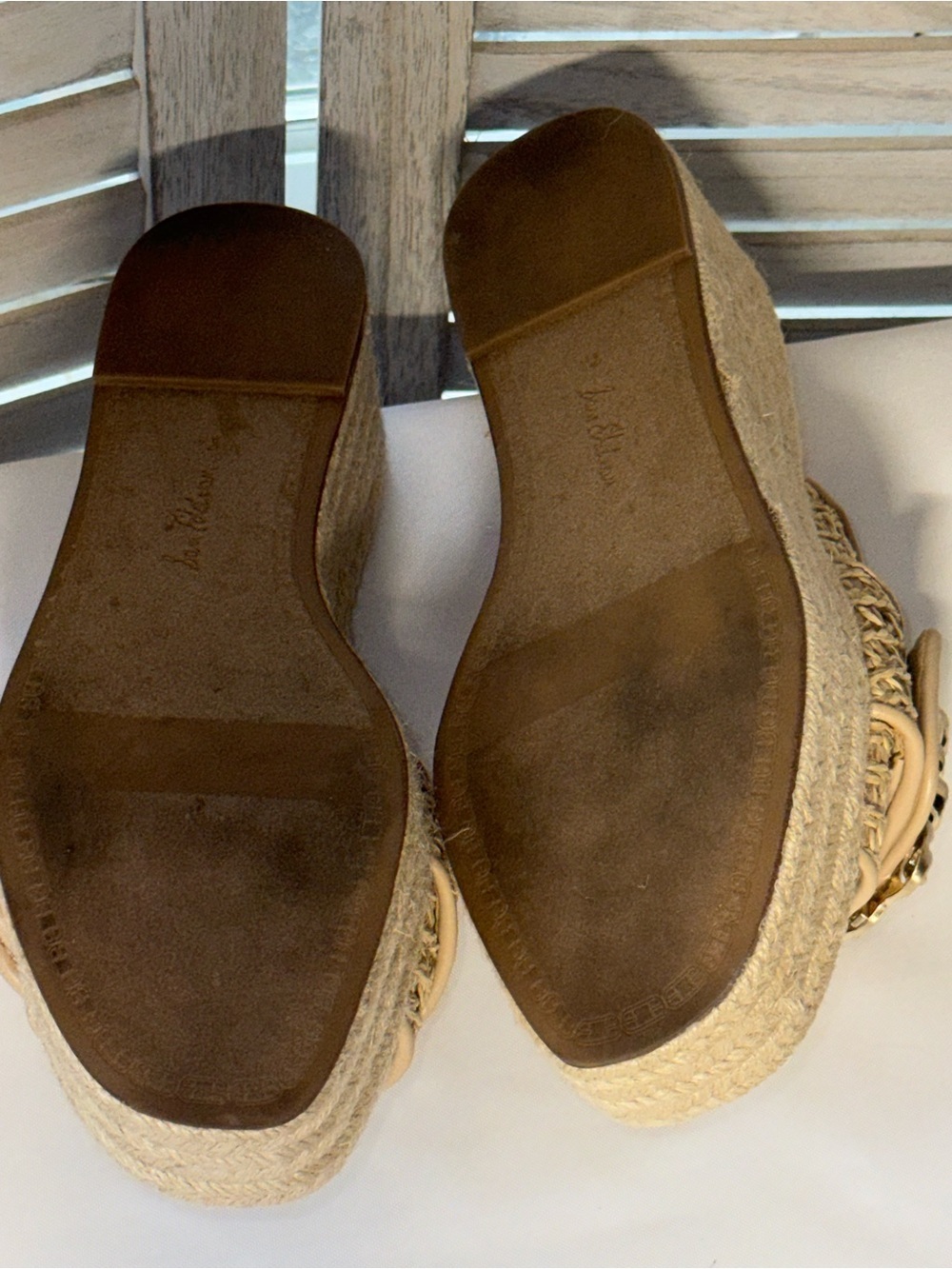 Sam Edelman Celia Woven Straw Raffia Espadrille Wedge Slide Sandals Tan Size 8 - Picture 5 of 7